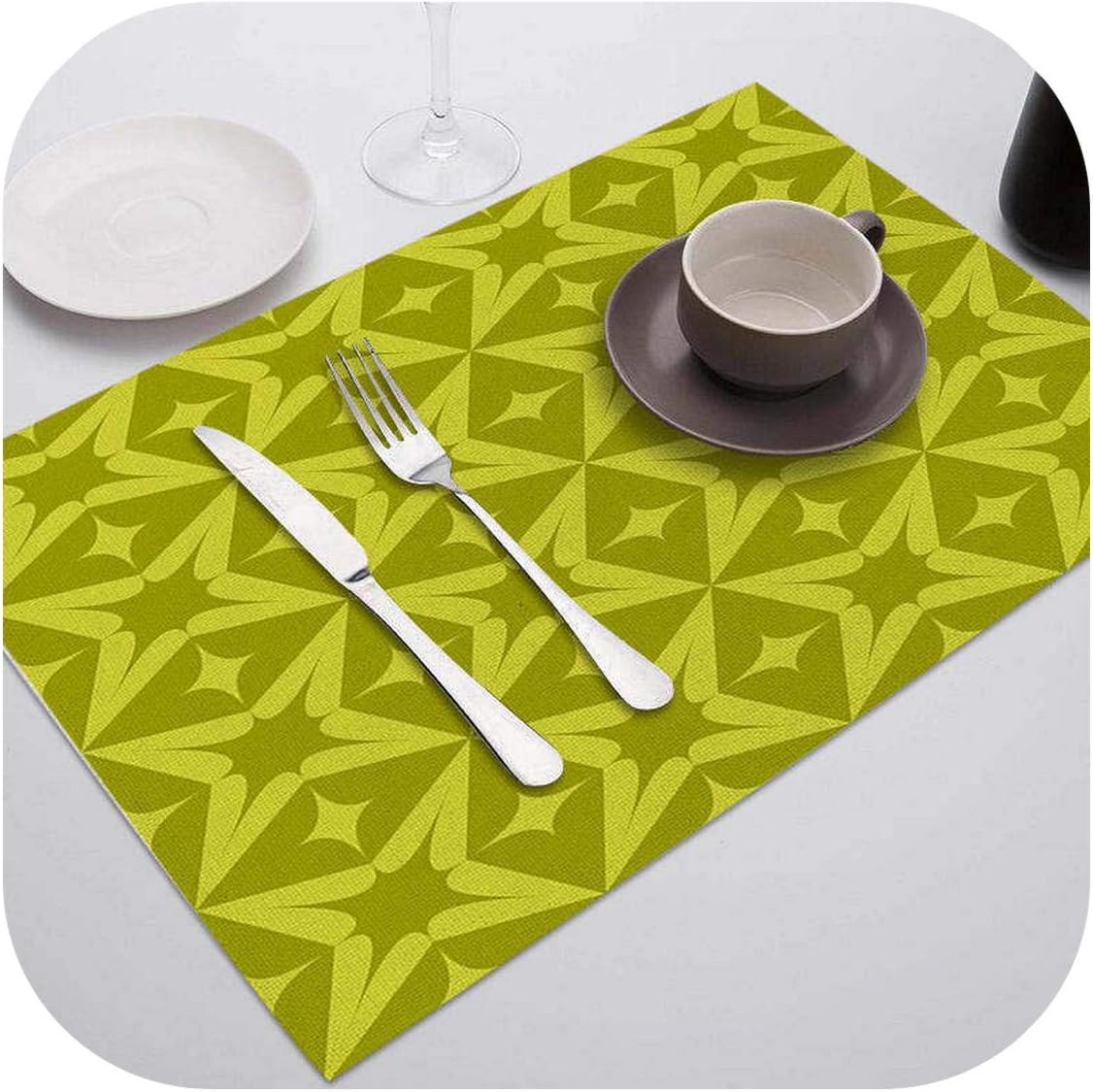 Kids Placemats for Kitchen Table Yellow Star Geometric