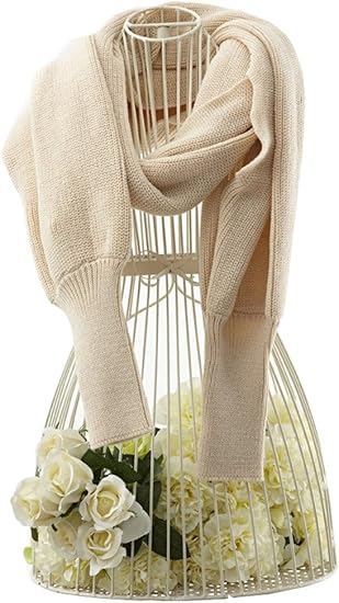 Amazon Premium Spade レディース 袖付き マフラー ケープ風 暖かい かわいい アクリル 上品 フェミニン 黒 茶色 白 Ko マフラー 通販