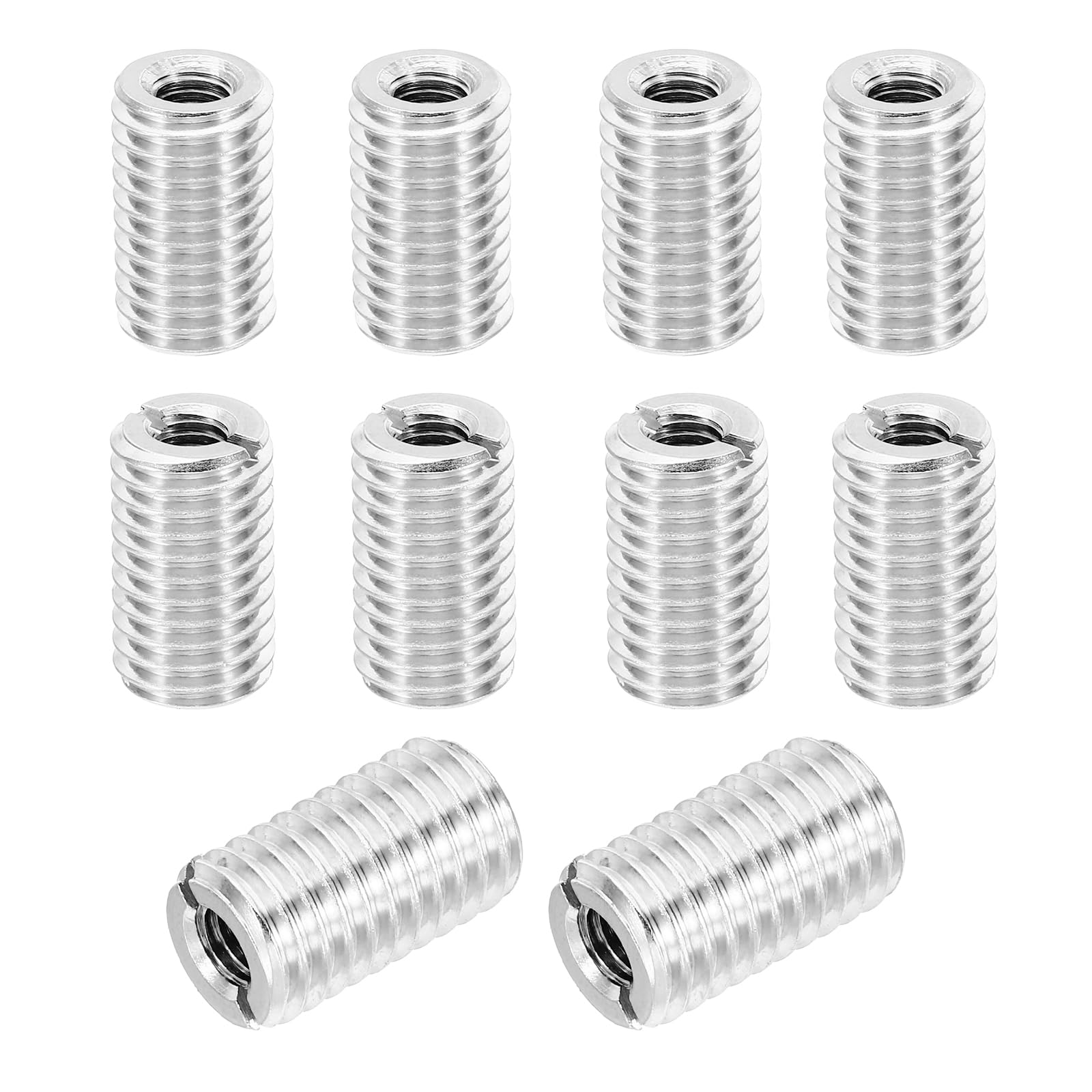 PATIKIL Thread Adapters Sleeve Reducing Nut, 10 Pcs M12x M6x20mm Male to Female Repair Insert Nut Screw Reducer Conversion Stainless Steel Fastener, Silver Tone