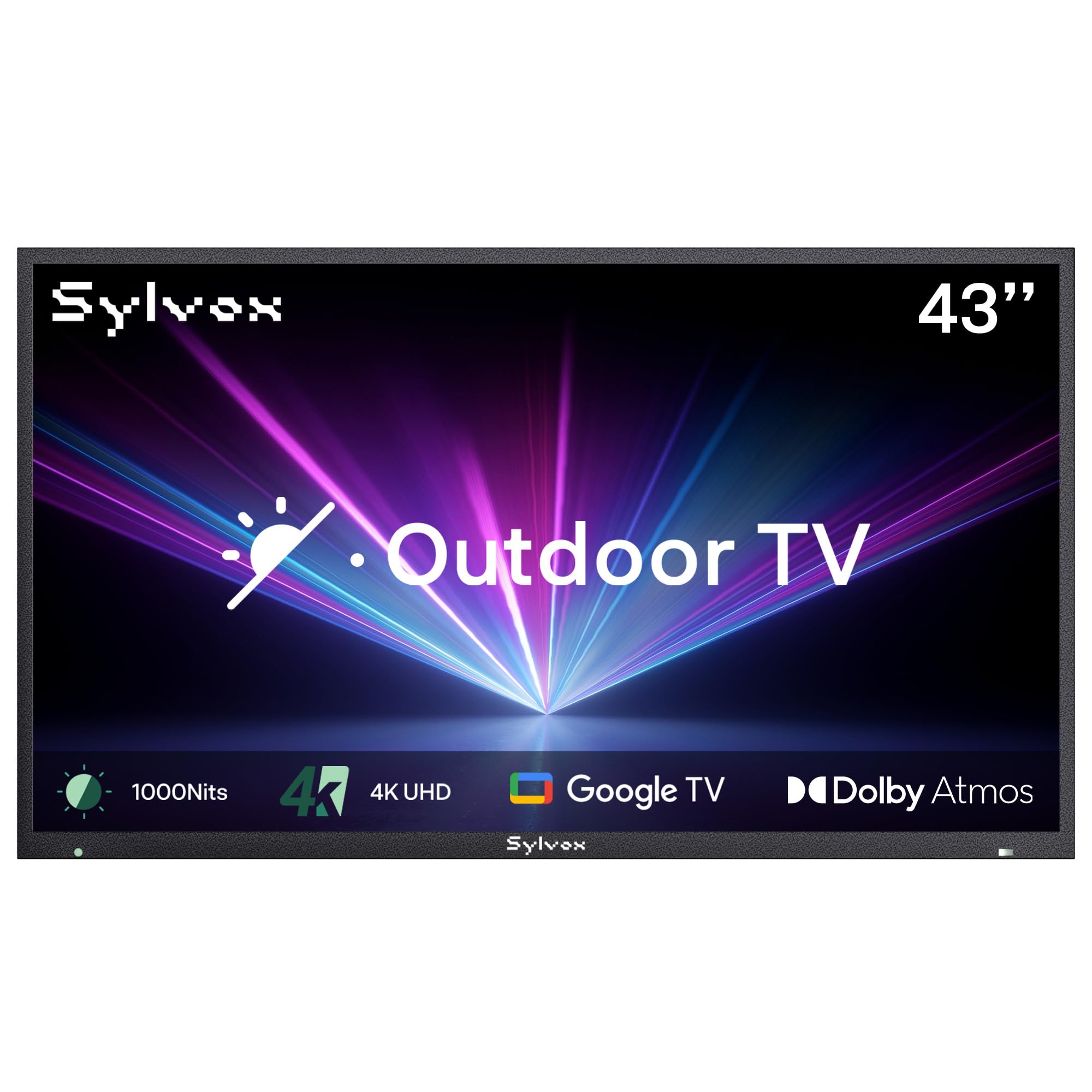 SYLVOX New 43” Outdoor Smart TV, Superior Waterproof Performance, Upgraded Matte Finish for Enhanced Anti-Glare Effect, Full Metal, with Dolby Atoms, 1000nits, Partial Sun Deck Pro 2.0+ Series