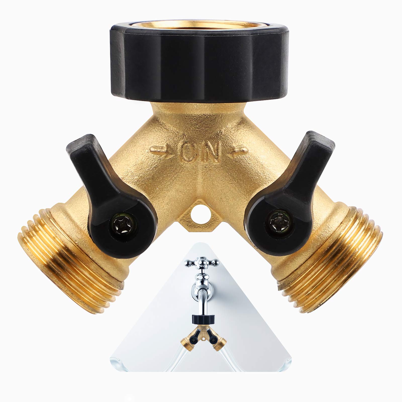 CPROSP 2 Way Brass Tap 3/4 Inch with Induvidual On/Off Valves