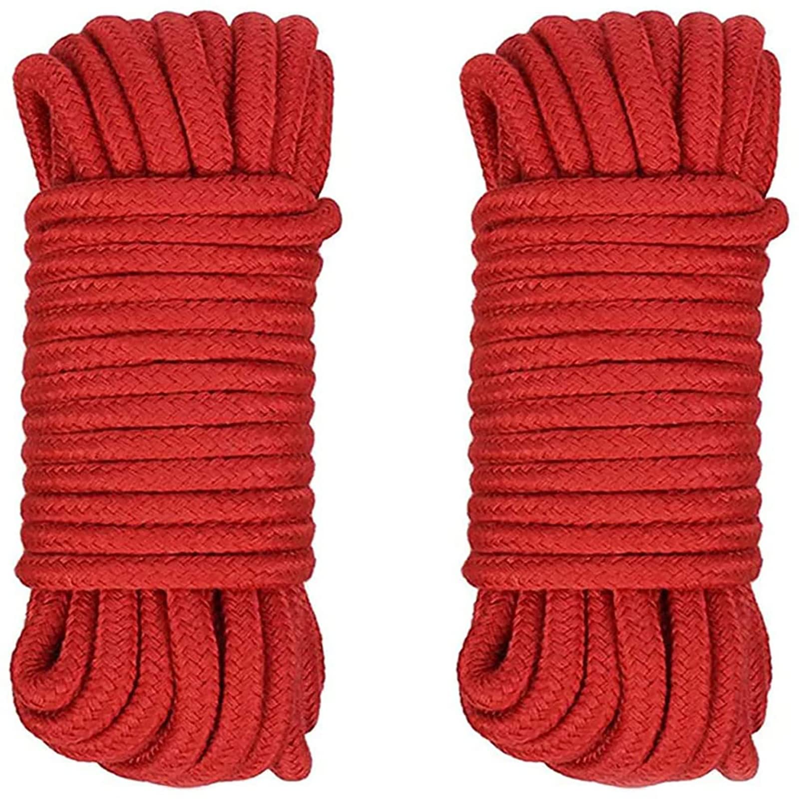 2 Roll 10m/33ft 8mm Thick Rope Multipurpose Soft Cotton Rope Braided Cord Twine for Camping Garden Home Use (Red)