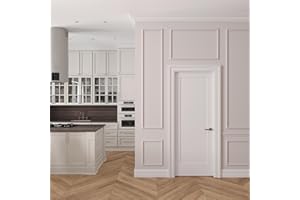 RESO 28 in. x 80 in. Left-Handed Solid Core Whie Prehung Interior Door Primed Single Panel with Satin Nickel Hinges