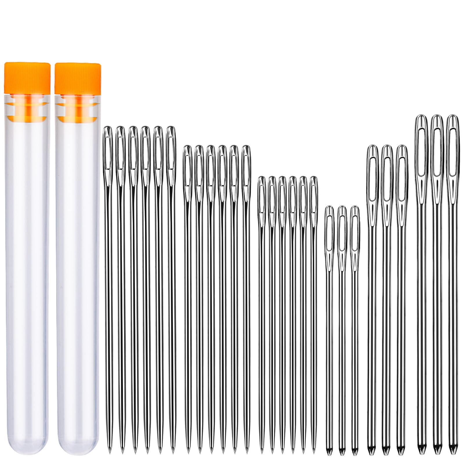 39 Pcs Big Eye Sewing Needles Kit, 6 Sizes Needles for Sewing with Sewing Needles Large Eye, Large Sewing Needles Hand Sewing Needles for Knitting Sewing