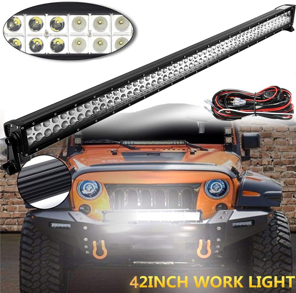 Willpwer 42 Inch 240W LED Light Bar Straight Spot Flood Combo Off-road ATV SUV Truck Boat LightBar Led Fog Lights with 10ft 12V Wiring Harness Kit