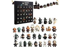 CARETHYS 31 Nights of Fright - Halloween Countdown Box with Figurines, Halloween Advent Calendar 2025 Gift Box, Scary Doll Collectible Horror Figures, Hanging Charms & Mini Decorations (31 days)