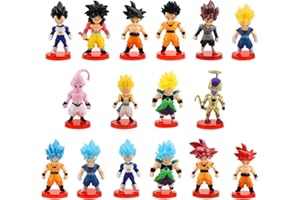 HONGFENG 16 Pack DBZ Anime Cartoon Cake Toppers,3" Goku Figures Cake Toppers Set.