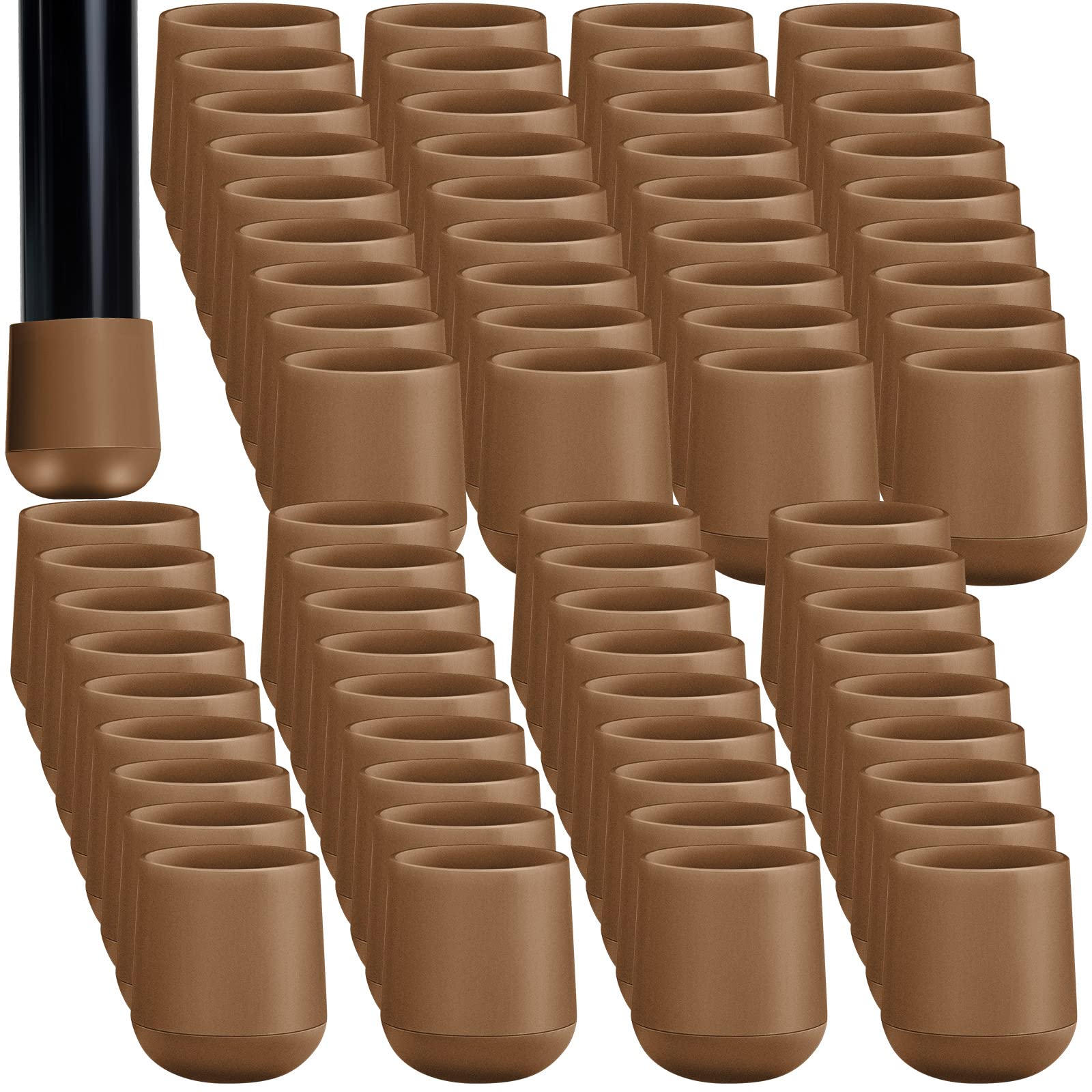Photo 1 of Jetec 72 Pieces 7/8 Inch Folding Chair Leg Caps Heavy Duty Plastic Chair End Caps Non Marring Furniture Glides Round Hardwood Floor Protectors
