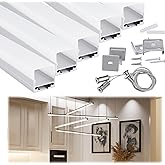 Muzata 5Pack 3.3FT Spotless LED Channel Diffuser with Hanging Wire U116 | Fits LED Strip Width&le;17mm, Hanging Light Design, Silver Channel &amp; Milky White Cover, Accessories Included for Easy DIY