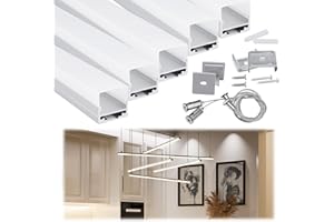 Muzata 5Pack 3.3FT/1M Spotless LED Channel with Hanging Wire No Hot Spots Silver Aluminum LED Strip Diffuser Channel with Milky White Cover U116 WW 1M