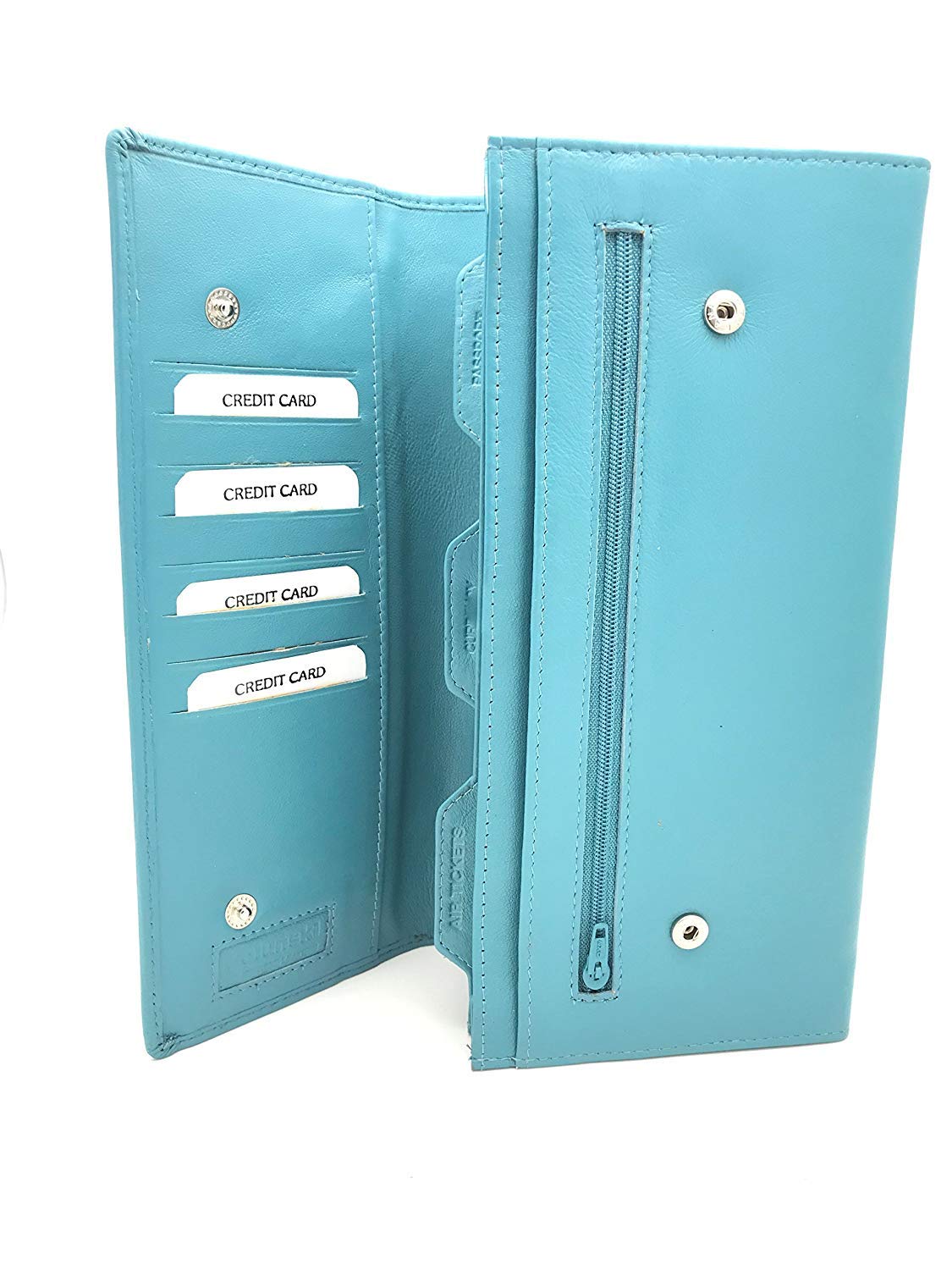 Travel Document Wallet Organiser Soft Leather in Sea Blue