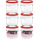 Tribello 10oz Mason Jars Overnight Oats Container With Lid, 6 Pack Glass Canning Jars, Wide Mouth Mason Jars With Lids Plastic Airtight Rubber - Clear Jars for Food - Freezer/Dishwasher Safe