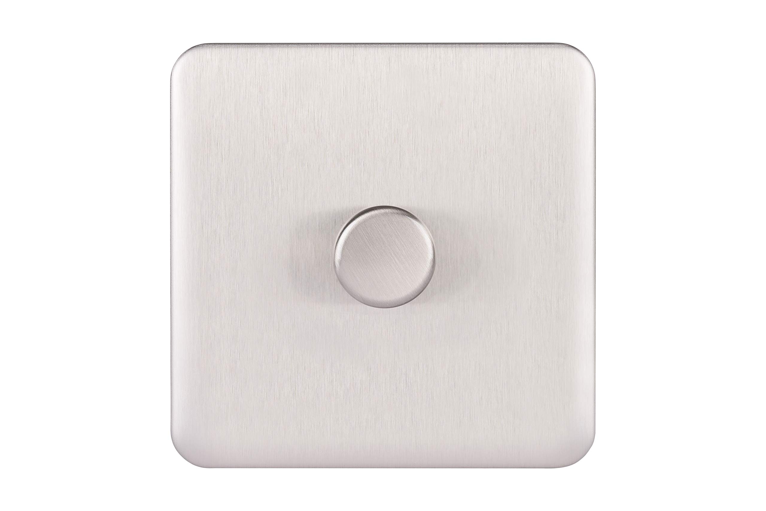 Schneider Electric Lisse Screwless Deco - Single 1 Way Dimmer Light Switch, Mains, 250 W, GGBL6011CSSS, Stainless Steel