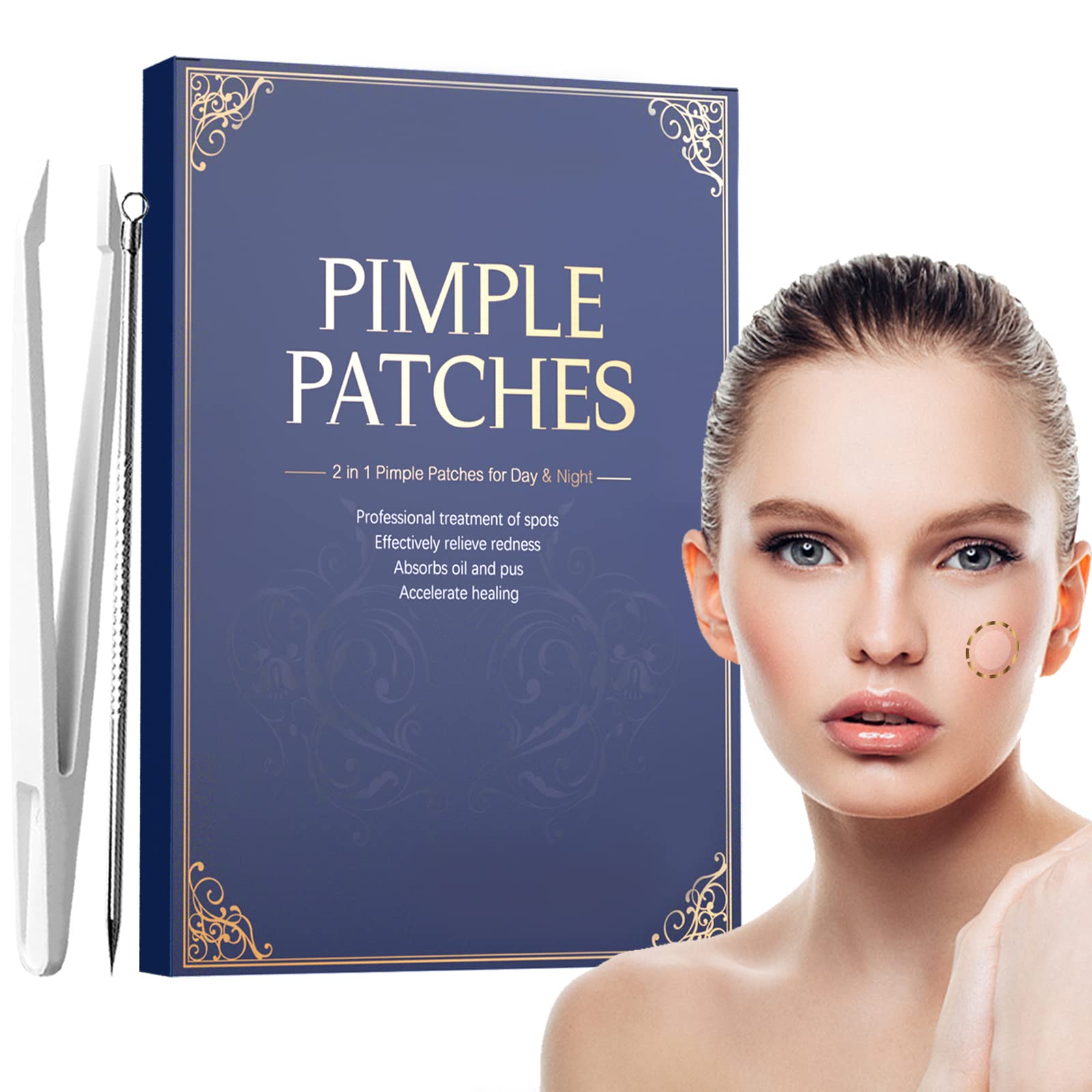 252pcs Pimple Patches, Day & Night Use 2 in 1 Pimple Spots Invisible Hydrocolloid Patches, Spot Treatment Stickers Effective (8mm&12mm)