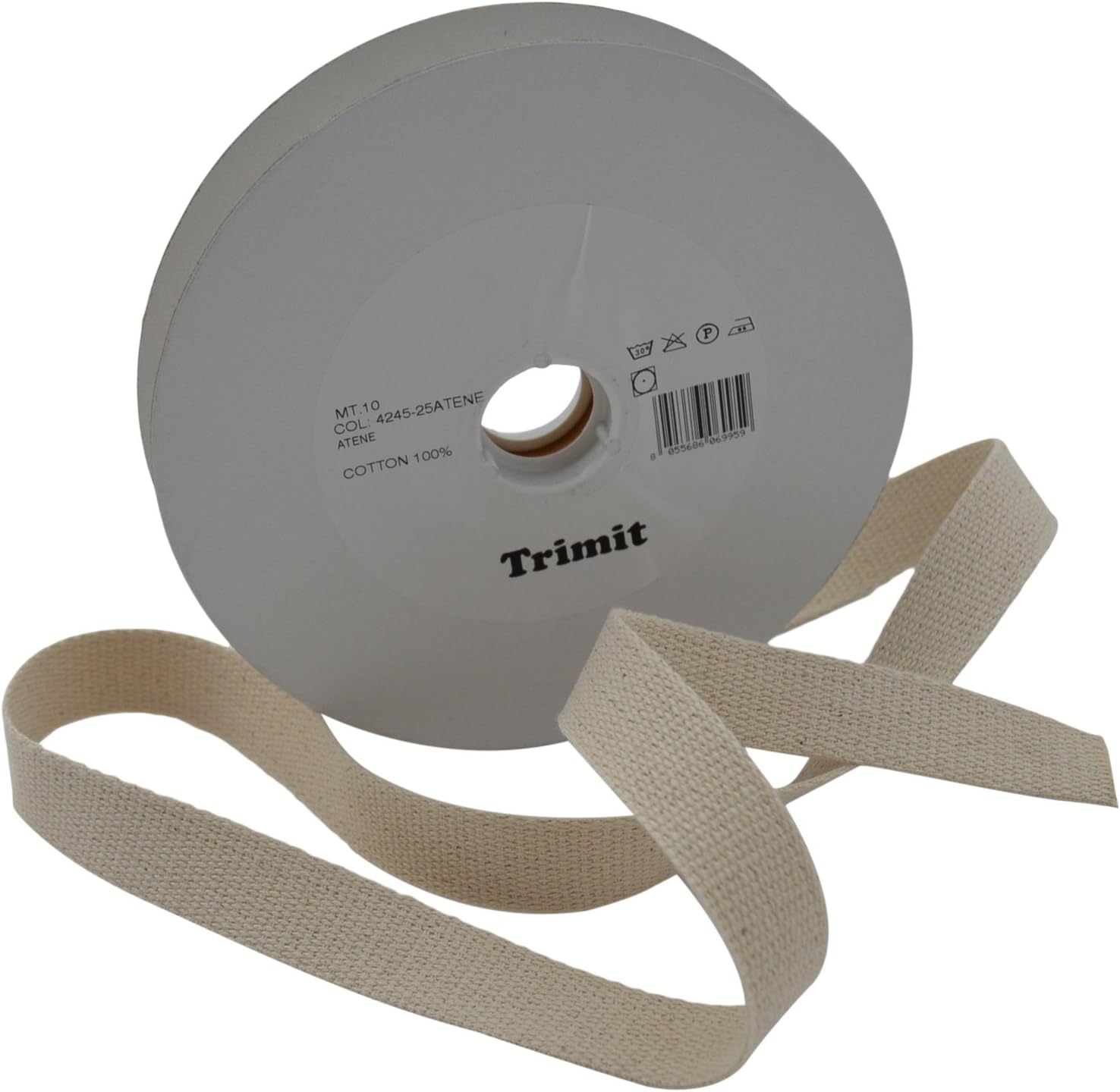 Inastri Trimz Heavy Weight 100% Cotton Webbing Tape, Natural, 25mm