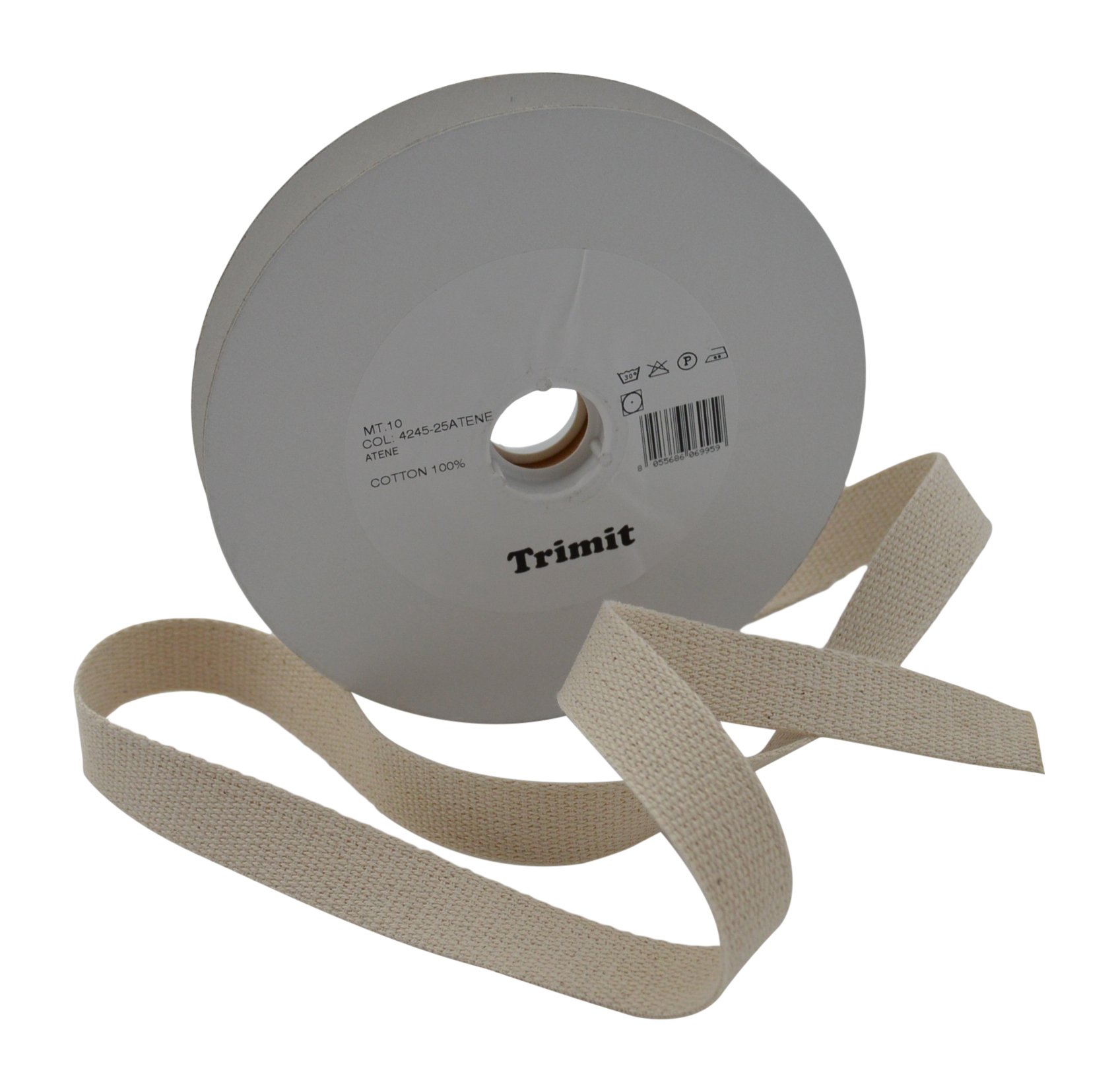 Inastri Trimz Heavy Weight 100% Cotton Webbing Tape | 25mm x 10m | Natural Ecru | Durable Fabric Strap for Bag Handles, Belts, Crafting & Upholstery