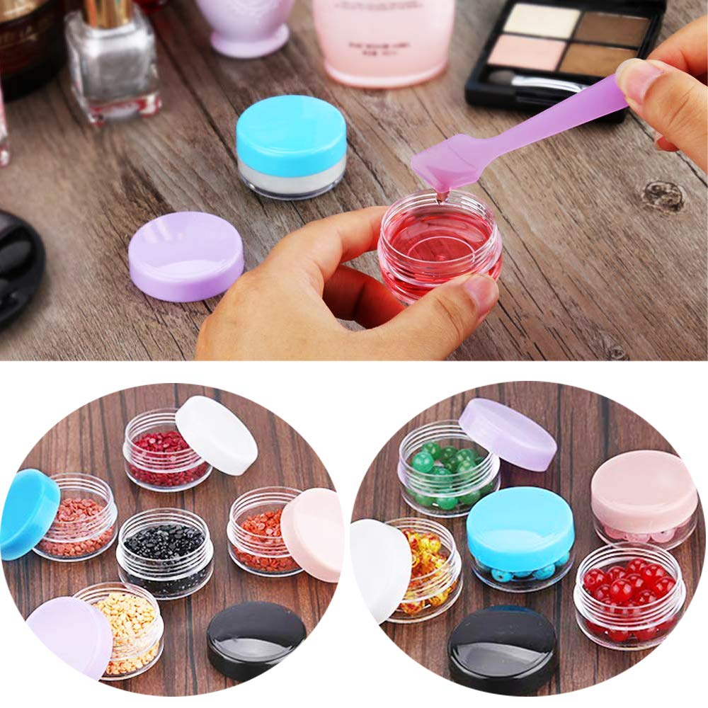 GreatforU 20pcs 15 Gram 15ml Small Empty Sample Jars, Refillable Cosmetic Container, Plastic Round Pot WHITE Screw Cap Lid, Tiny 15g Bottle for Makeup Eye-shadow Nails Salves Ointments, Free Spatulas : Beauty