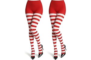 SATINIOR 2 Pairs Women's Christmas Striped Tights Leggings Length Stocking for Christmas Costume Party Dress up Accessories