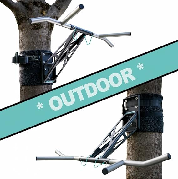 PULLUP & DIP Premium Klimmzugstange und Dip Stange, Mobil für Wand und Befestigung an Baum & Pfosten, für zu Hause + Outdoor 