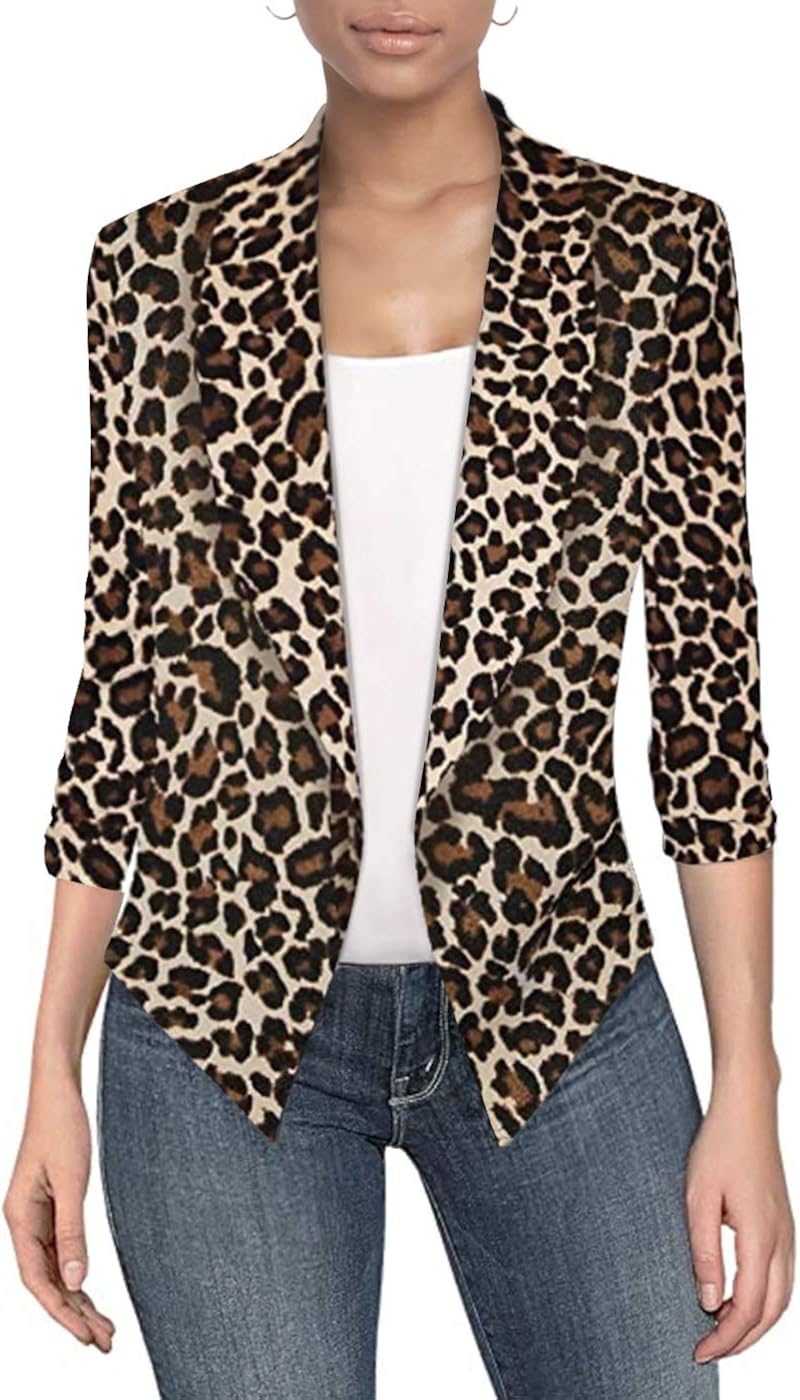 Hybrid & Company Womens Casual Work Office Open Front Blazer Jacket Made in USA