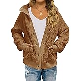 MEROKEETY Womens Fleece Sherpa Jacket Fall Winter Coats 2026 Fuzzy Button Down Warm Outerwear with Pockets
