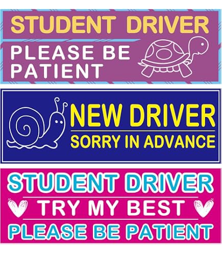Funny Student Driver Car Magnets - Reflective 'Be Patient' Sticker With Animal Design, 3 Pack, 10x3.5" - View #6