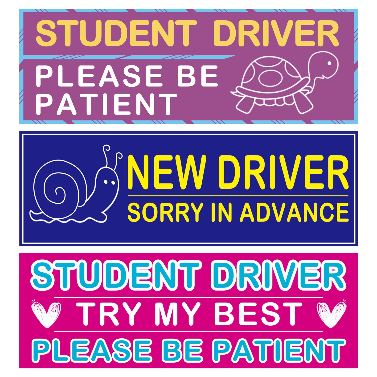 Photo 1 of 3 Pcs New Driver Magnet, Magnetic Removable Novice and Student Driver Safety Stickers for Accessories Bumper