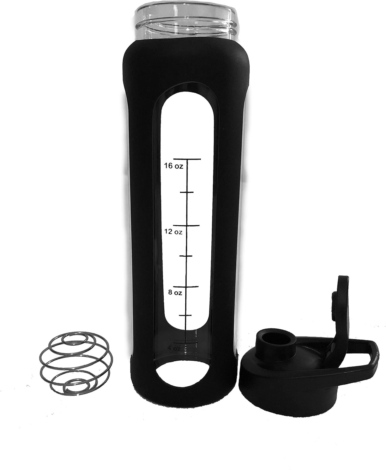 Glass Water Bottle 24 Oz with Silicone Sleeve Leak Proof Flip Top Protein Shaker Bottle Reusable Wide Mouth Glass Sports Water Bottle BPA Free