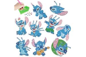 SHUNHONG 9pcs 5D Stitch DIY Diamond Art Painting Stickers Kits, Lilo DIY Creative Diamond Mosaic Sticker