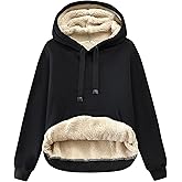 Gesean Women's Sherpa Lined Cotton Pullover Sweatshirts Fleece Hoodies Kangaroo Hooded Pocket for Women