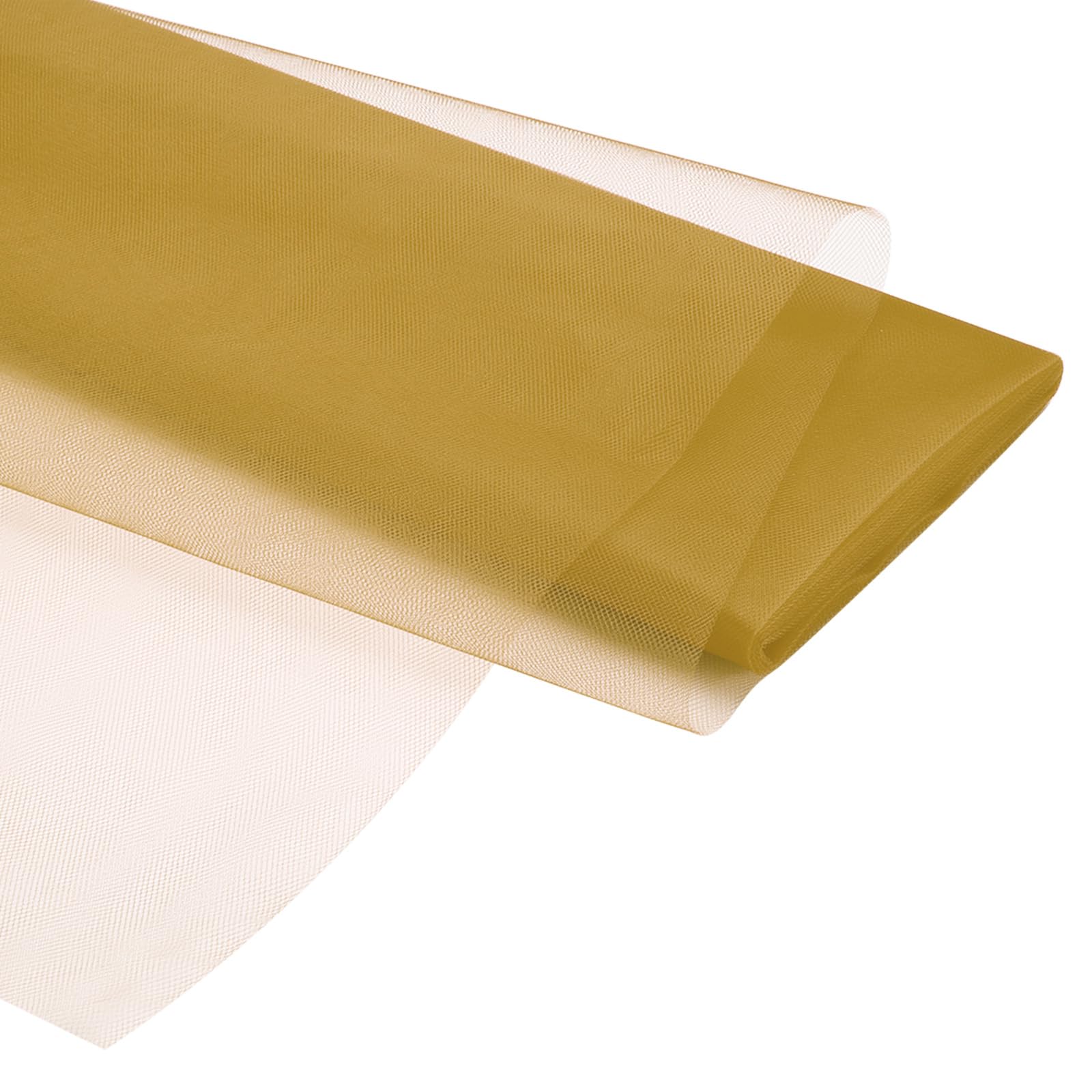 PATIKIL Tulle Fabric Rolls, 54 Inch by 10 Yards Fabric Spool Tulle Ribbon Netting Bolt for DIY Crafts Wedding Party Decorations, Tutu Skirts, Table Skirt, Gift Wrapping, Gold Tone