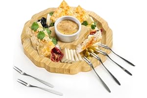 Nicunom Bamboo Cheese Board Set, Charcuterie Boards Gift Set, Meat and Cheese Platter Wooden Serving Tray Appetizer Tray for 