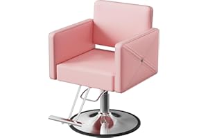YOCONYO Barber Chair, Salon Chair for Hair Stylist, Hair Salon, 360 Degrees Swivel Styling, Height Adjustable Hydraulic Shampoo Chair (Pink)