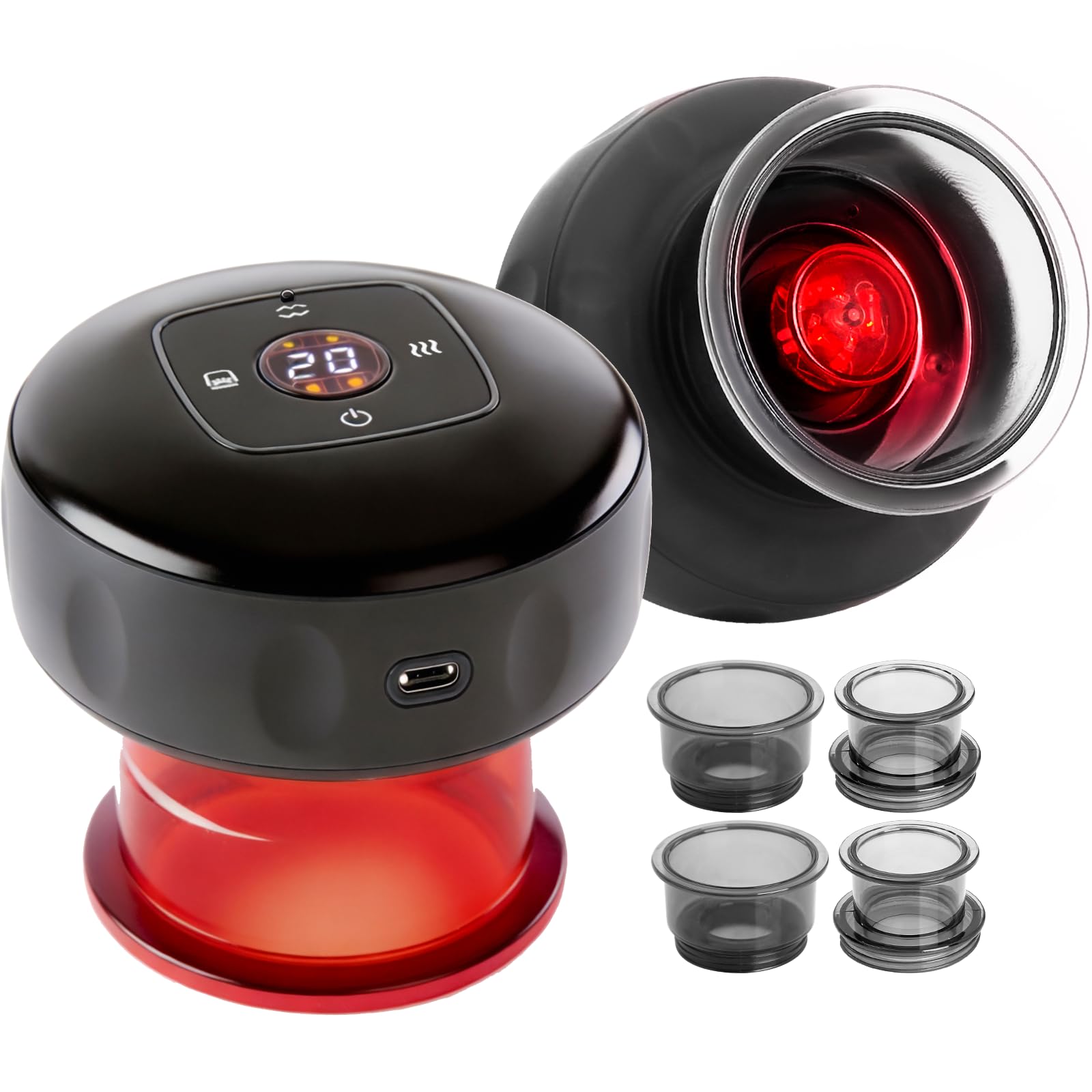 Photo 1 of UOTT Original 20 Levels Cupping Kit for Massage Therapy (2PCS),5-in-1 Smart Dynamic Cupping Set with Red Ligh-t Therapy&Heat Penetrates for Targeted Pain Relief, Knots, Aches, Muscle Soreness