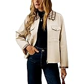 UEAL Womens Plaid Casual Barn Jacket 2026 Long Sleeve Zip Up Spring Outfits With Pockets