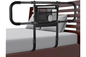 SIEBENSCHLÄFER Bed Rails for Elderly Adults Safety, Extended Bed Assist Rail for Seniors with Motion Sensor Light - Adjustable Side Bed Guard Rails Handle Support Bar with Storage Bag, Fit King Queen Full Twin Beds