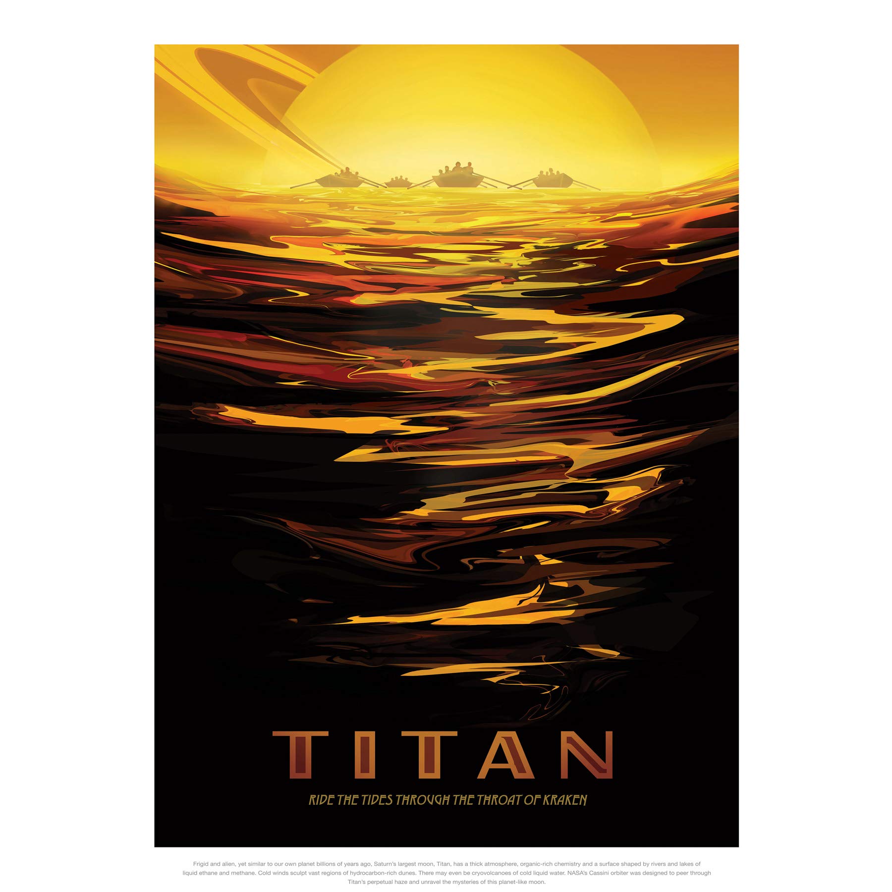 Titan Ride the Tides Kraken NASA Space Tours Travel Large Wall Art Poster Print Thick Paper 18X24 Inch