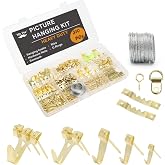 Mr. Pen- Picture Hanging Kit, 310 pcs, Gold, Assorted Hooks | Includes Nails, Sawtooth Hangers, D-Rings, Steel Wire, Ring Hooks, Home Wall Mount Hardware for Frames, Canvas, D&eacute;cor