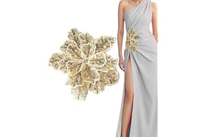 SAIXCCS 1pc Handmade Large Flower Rhinestone Applique for Clothes, Sparkly Sequin Beaded Patches for Wedding Dress, Embroidery Lace Sewing Patches for Bodice Hat Jean Jacket (Champagne)