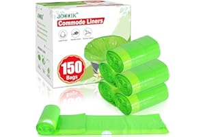 JOCCIK Commode Liners for Bedside Commode Vanilla Scented 150pcs Disposable Bags Universal Fit Most Standard Toilet Chair Bucke