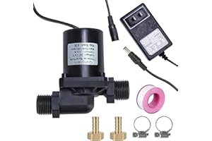 QIANGSENS DC 12V Solar Water Heater Circulating Pump With DC Power Adapter, High-Temperature Resistant, Lift 4M, Flow Rate 10LPM 2.64GPM