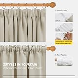 Deconovo Beige Pencil Pleat Blackout Curtains 2 Panels 95 Inch Thermal Insulated view 6