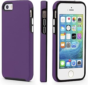 CellEver Compatible with iPhone 5/5s/SE (2016 Edition) Case, Dual Guard Protective Shock-Absorbing Scratch-Resistant Rugged Drop Protection Cover Designed for iPhone 5/5S/SE 2016 (Purple)