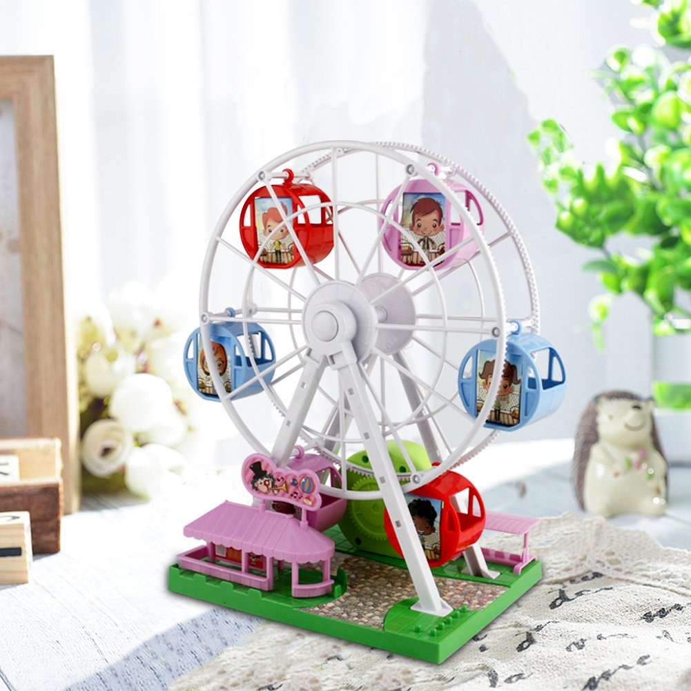 Ferris Wheel Music box toy, mini with 6 Spring Rotating Cabins, for Kids, Children, Boys, Girls, Babies and Infants over 36 Months
