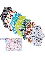 Rovtop 7 Pezzi 25.4cm Assorbenti Igienici Lavabili in Fibra di Bambù/Panno Mestruale + 1 Mini Borsa da Trasporto, più Sano, Economico ed Ecologico Rispetto Agli Assorbenti Monouso