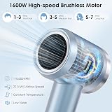 YASHE Hair Dryer 1600W Brushless Motor 110000 RPM 22m/s Diffuser 2 Nozzles view 2