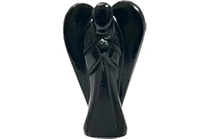 ANAYA AGATE Angel Statue – 2" Beautiful Gemstone Guardian Angel – Natural Black Obsidian Crystal Angel – Hand-Carved Angel Charms for Protection, Love, Peace, and Positive Energy – Angel Figurines
