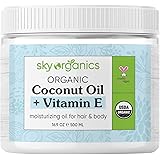 Sky Organics Organic Extra Virgin Coconut Oil for Hair & Skin, 100% Pure & Cold-Pressed USDA Certified Organic to Moisturize,
