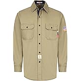 BOCOMAL FR Shirts for Men Flame Resistant Light Weight NFPA2112 Fire Retardant Welding Shirt Water & Oil Repellent Finish