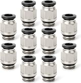 ERGAOBOY 10 Pcs 6mm OD x 1/4 BSP Push-in Quick Connector Fittings Male Straight view 1